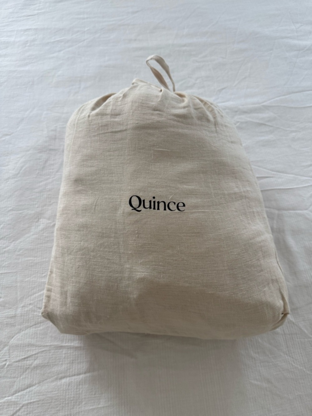 New Quince European Linen Piped Fitted Sheet Set CalKing - Oat/Espresso $134 - Picture 4 of 7